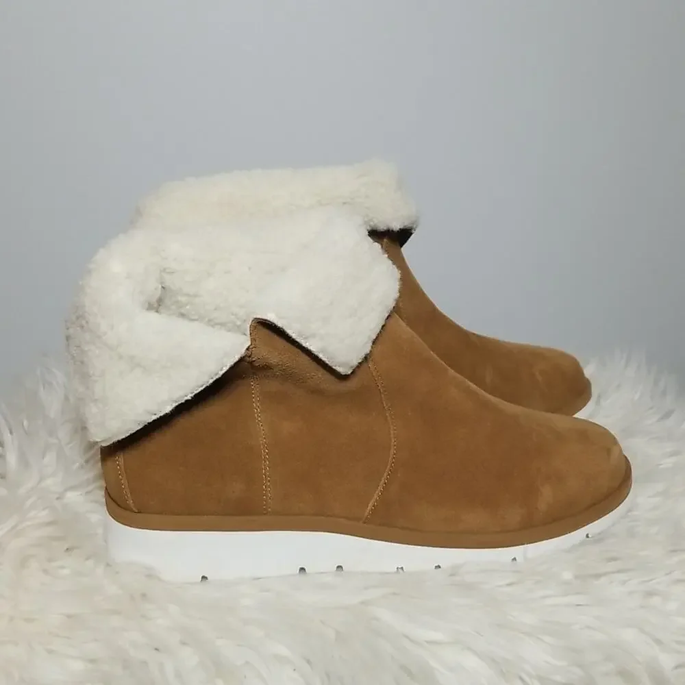 Susina Brown Suede Faux Shearling Ankle Boots - Women’s Size 8.5 - NWOB